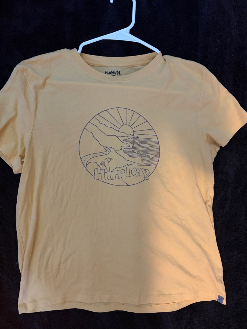 Hurley Yellow Short-Sleeve Tee with Sunrise Graphic